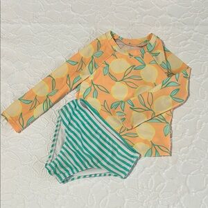 LAST CHANCE TODAY Cat & Jack Orange Lemon Print Rashguard Set